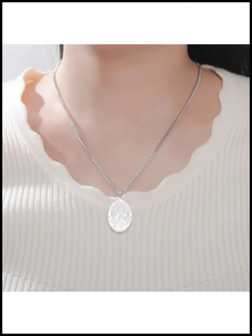 St. Jude Pendant Necklace Stainless Steel Religious Medal Patron Saint